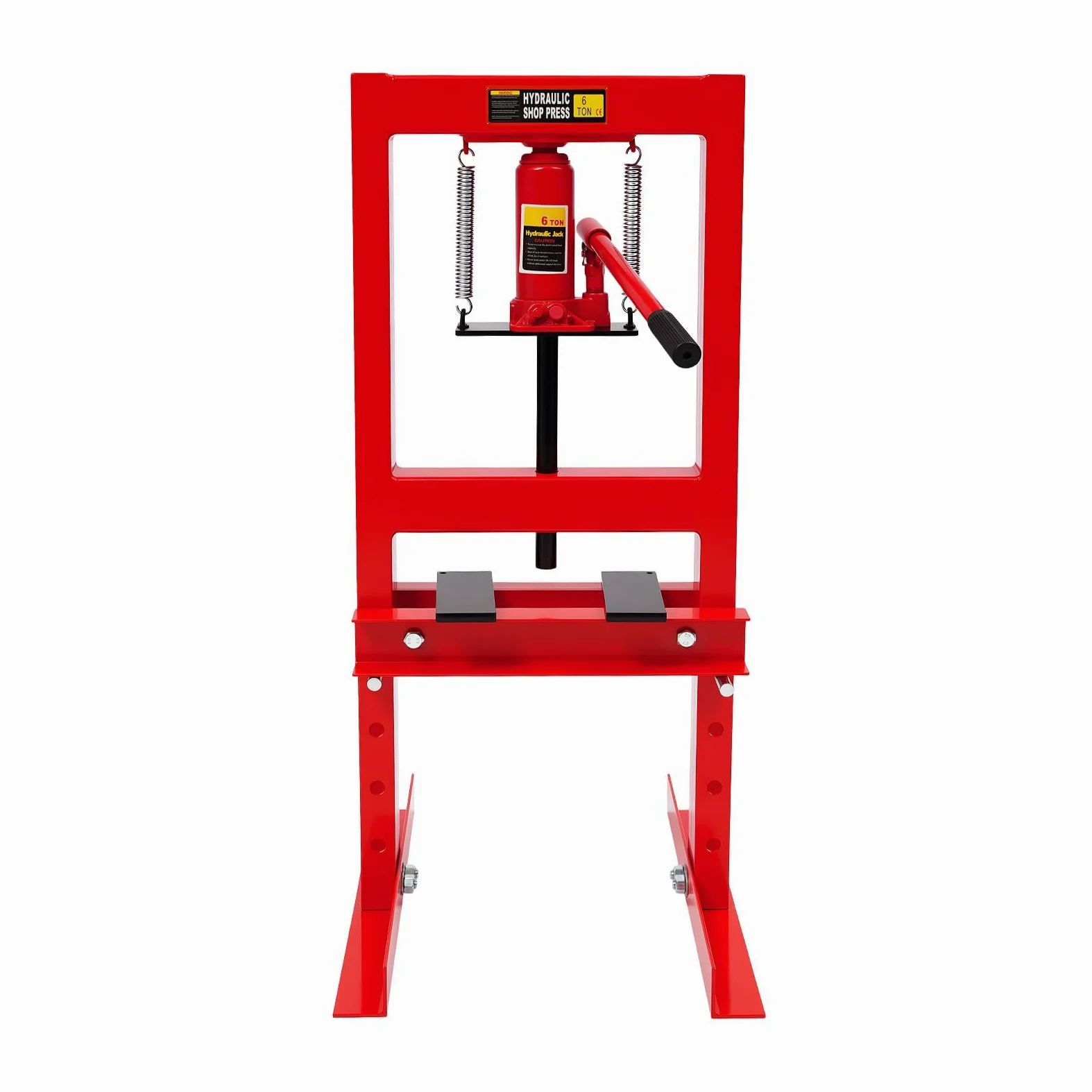 Max. Druck 6T Hydraulikpresse | Manuell Werkstattpresse | Arbeitsabstand 0-28cm | 50*40*90cm | Zur Autoreparatur Oder Zum Biegen, Richten Und Stanzen Von Metall | H-Form Rot