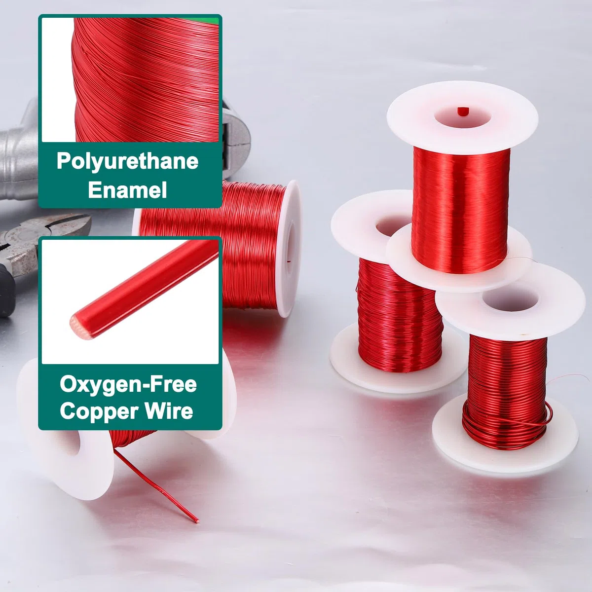 QUARKZMAN Kupferlackdraht 0.16mm, 34 AWG, isolierter bis 155°C Kupferdraht, Lackdraht für Transformatoren, Handwerk, Elektrik und DIY, Rot (453G）