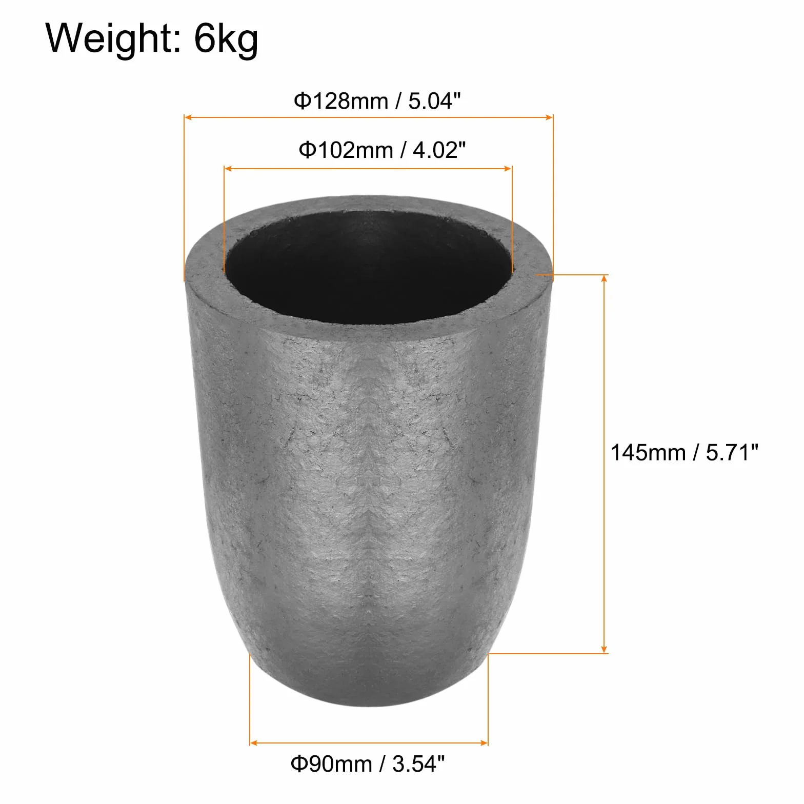 QUARKZMAN Silicium-Graphit-Schmelztiegel, 6 kg Schmelztiegel Kupfergussbecher Metallschmelzbarren zum Schmelzen von Gold, Silber, Kupfer,102 mm IDx145 mm H