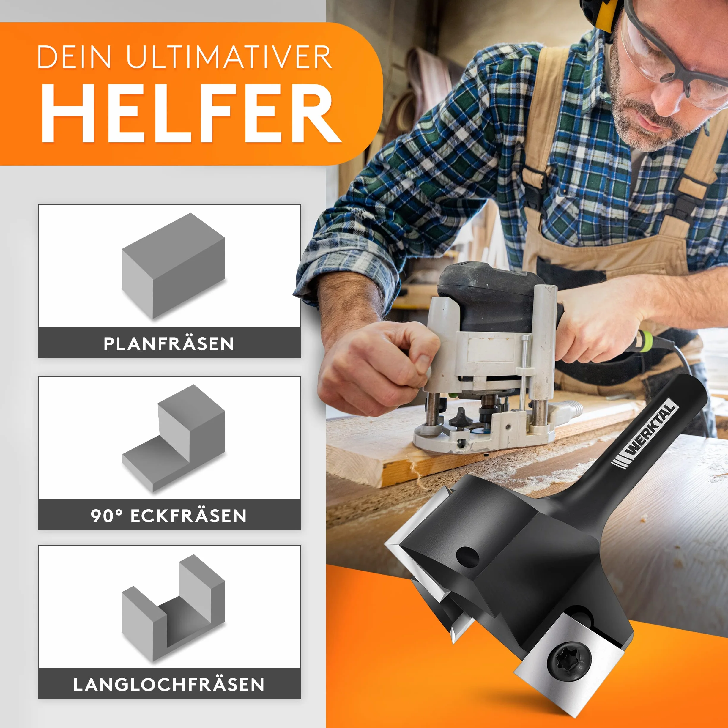 WERKTAL - Planfräser 8mm Schaft [39mm Durchmesser] - Präziser Hobelfräser mit 10 extra Wendeschneidplatten - Professioneller Planfräser für Oberfräse 8mm & CNC Fräse - Schaftfräser & Abrichtfräser