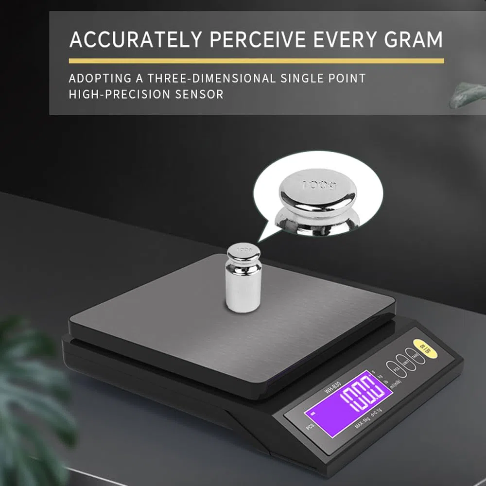 Garosa Tragbare Digitale Küchenwaage mit Lila Hintergrundbeleuchtung, LCD-Display, Genaue Zählung und Einheitenumrechnung für das Heimküchenlabor (10kg 0,1g)