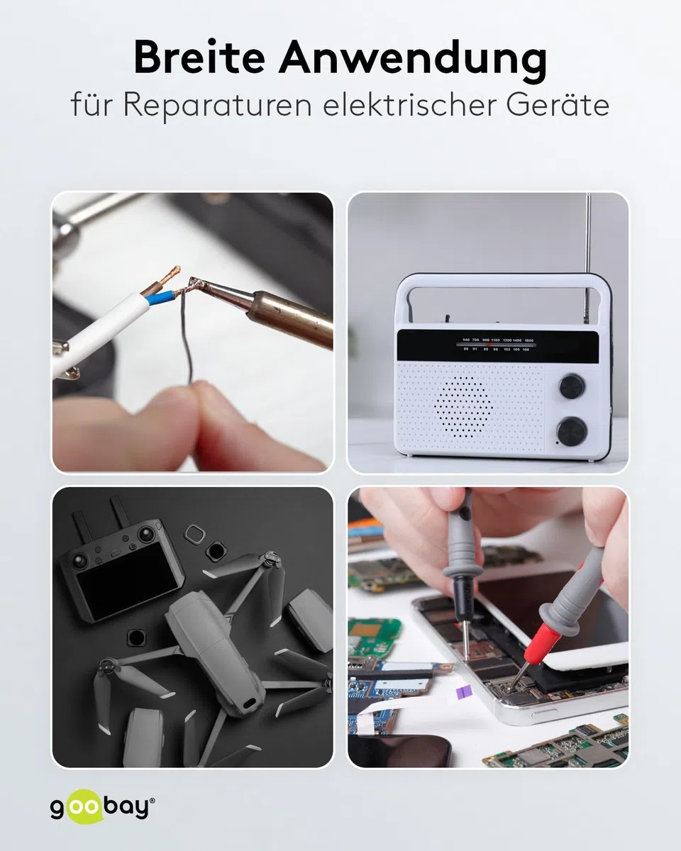 goobay Lötzinn Bleifrei 1.5mm für Kabel & größere Lötstellen, 250g Lötdraht mit Flussmittel, Elektronik Zinn zum Weichlöten - 40848