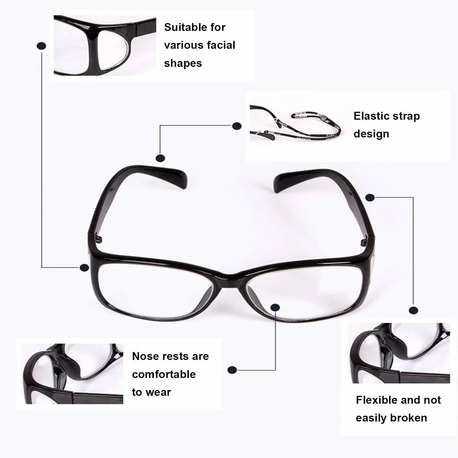 Röntgenschutzbrille, Bleischürze mit Seitenschutz, 0,5/0,75 mmPb, Hochlichtdurchlässige Linsen, Schwarz