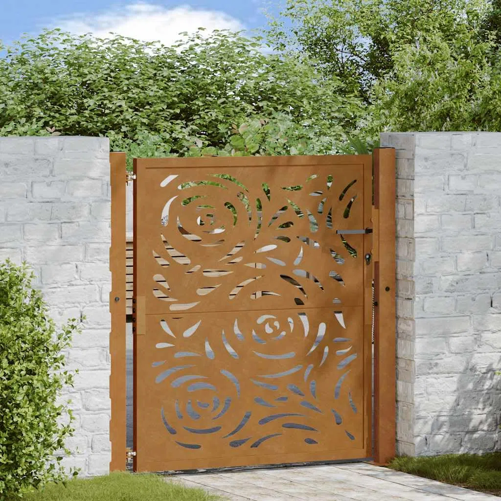 vidaXL Gartentor 100x100 cm Wetterfester Stahl Flammen-Design, Zauntor, Outdoor Tor, Eisentor, Sicherheitstor, Einfahrtstor, Metall Zauntor