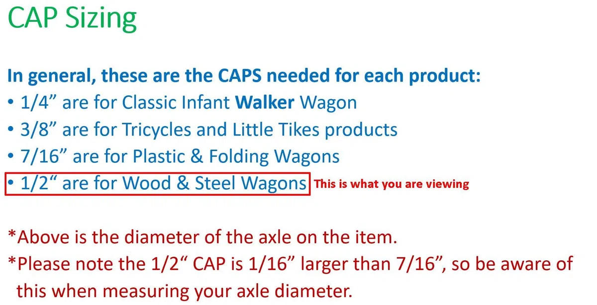 RADIO FLYER WAGON PARTS AXLE CAPS 0.50 NEW RED CAPS by Quadrapoint