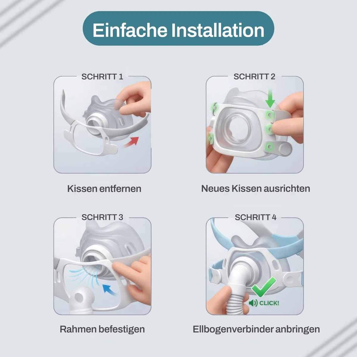 AirFit F40 Ersatzkissen für F40 Maske, Zubehör, Schlafapnoe-Maske, AirFit F40 Maske, Packung: 2 x F40 Kissen (Größe – Mittel)