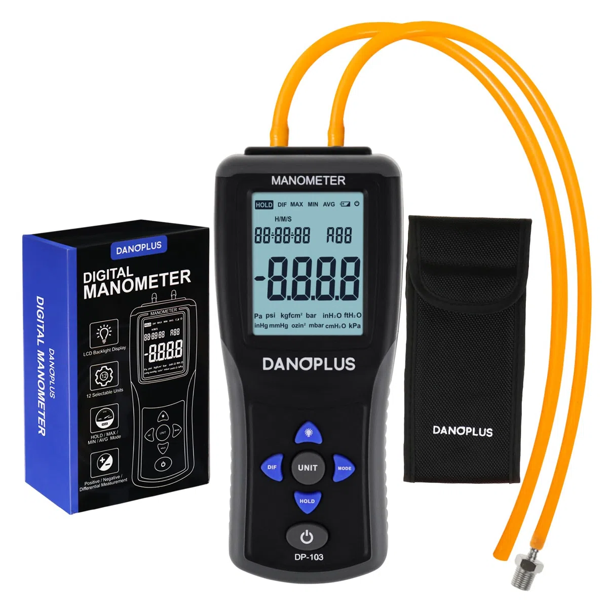 Manometer Digital Gas Pressure Tester Differential Pressure Gauge HVAC Air Pressure Meter with Backlight Data Record Function