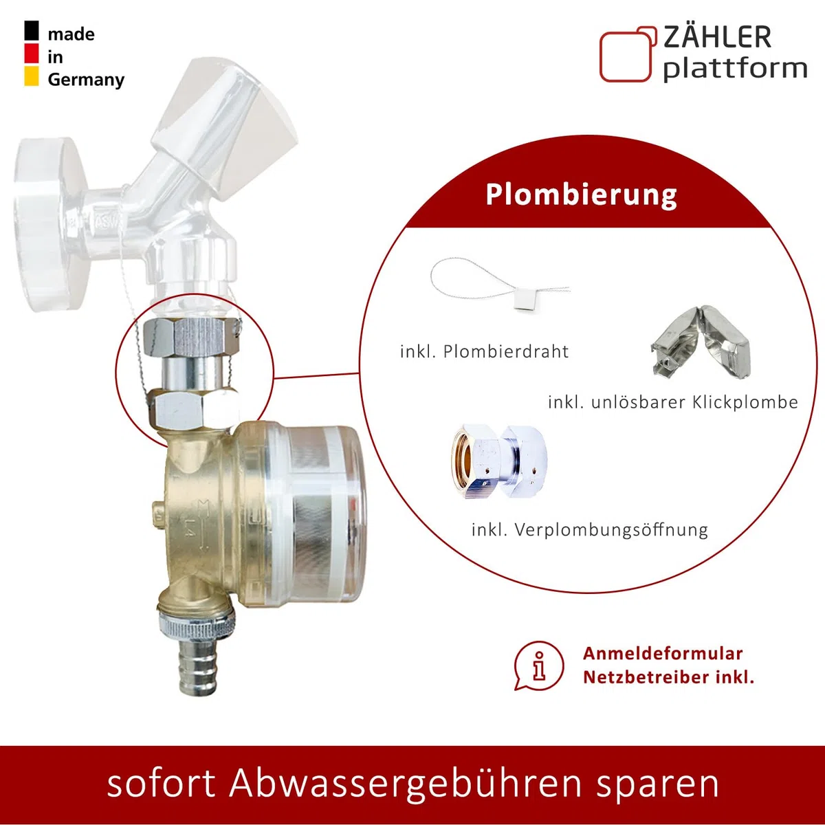 Wasserzähler Garten geeicht 2026 Wasseruhr MADE IN GERMANY Gartenwasserzähler Zapfhahn Qn 1,5 BL 80 mm 3/4 Zoll