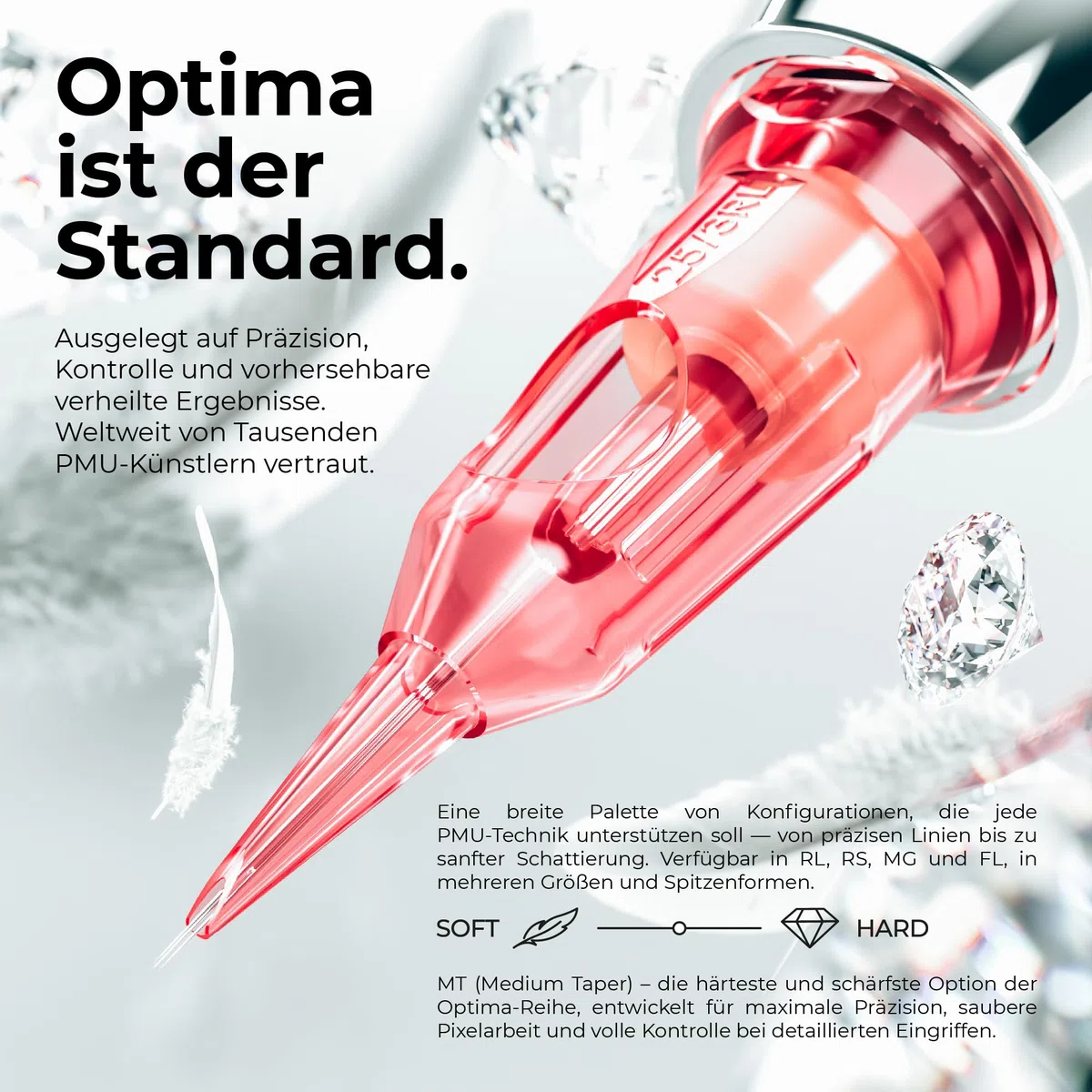 Kwadron Optima 20 Stück - 30/1RLLT - #10 0.30mm Round Liner - Long Taper - Professional Permanent Makeup - Tattoo PMU Nadeln Set Cartridges - Tattoo Zubehör für Augenbraue, Eyeliner, Lip Contour