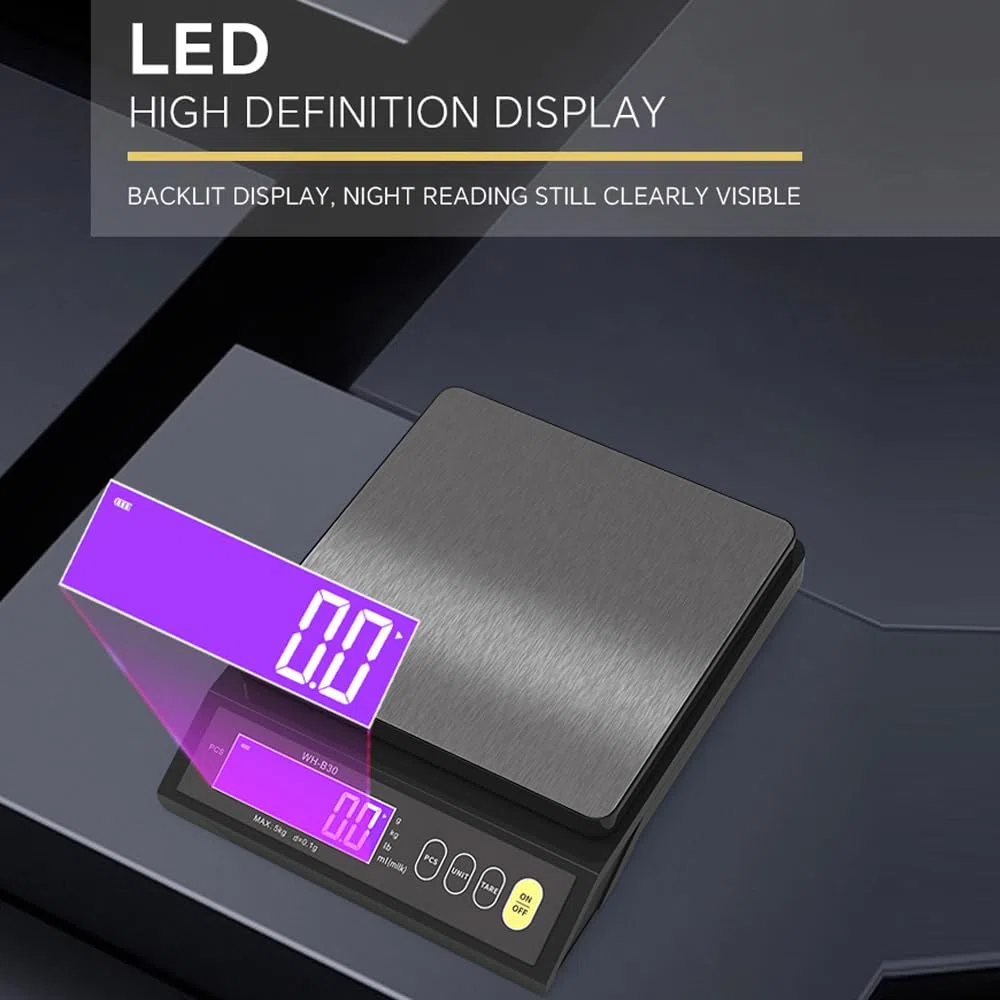 Garosa Tragbare Digitale Küchenwaage mit Lila Hintergrundbeleuchtung, LCD-Display, Genaue Zählung und Einheitenumrechnung für das Heimküchenlabor (10kg 0,1g)