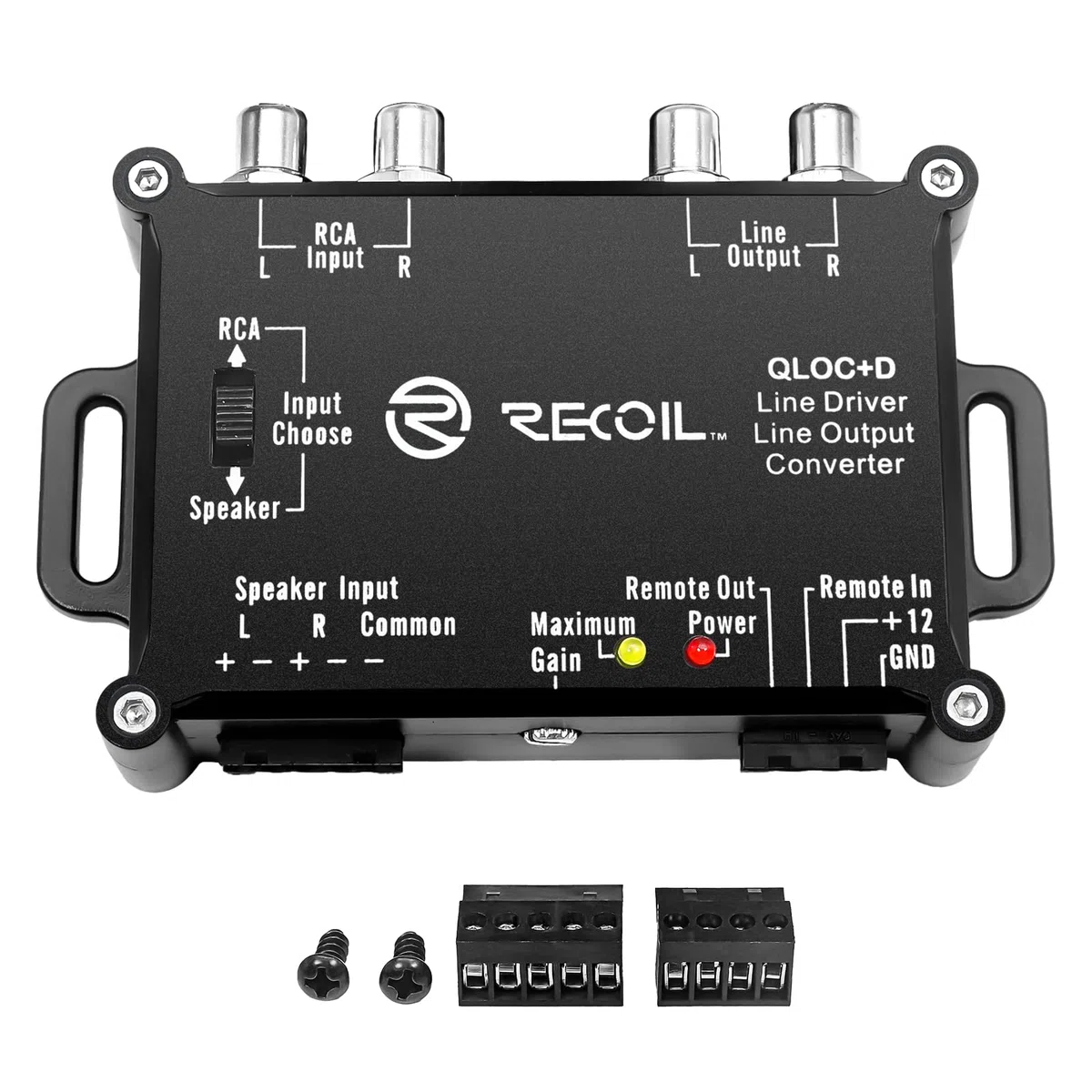 RECOIL LOCD 2-in-1 Aktiver Line-Out-Konverter & Line-Treiber | 2-Kanal, 10V Cinch-Ausgang, Auto Sense Remote, Hochpegel-Adapter für OEM-Nachrüstung