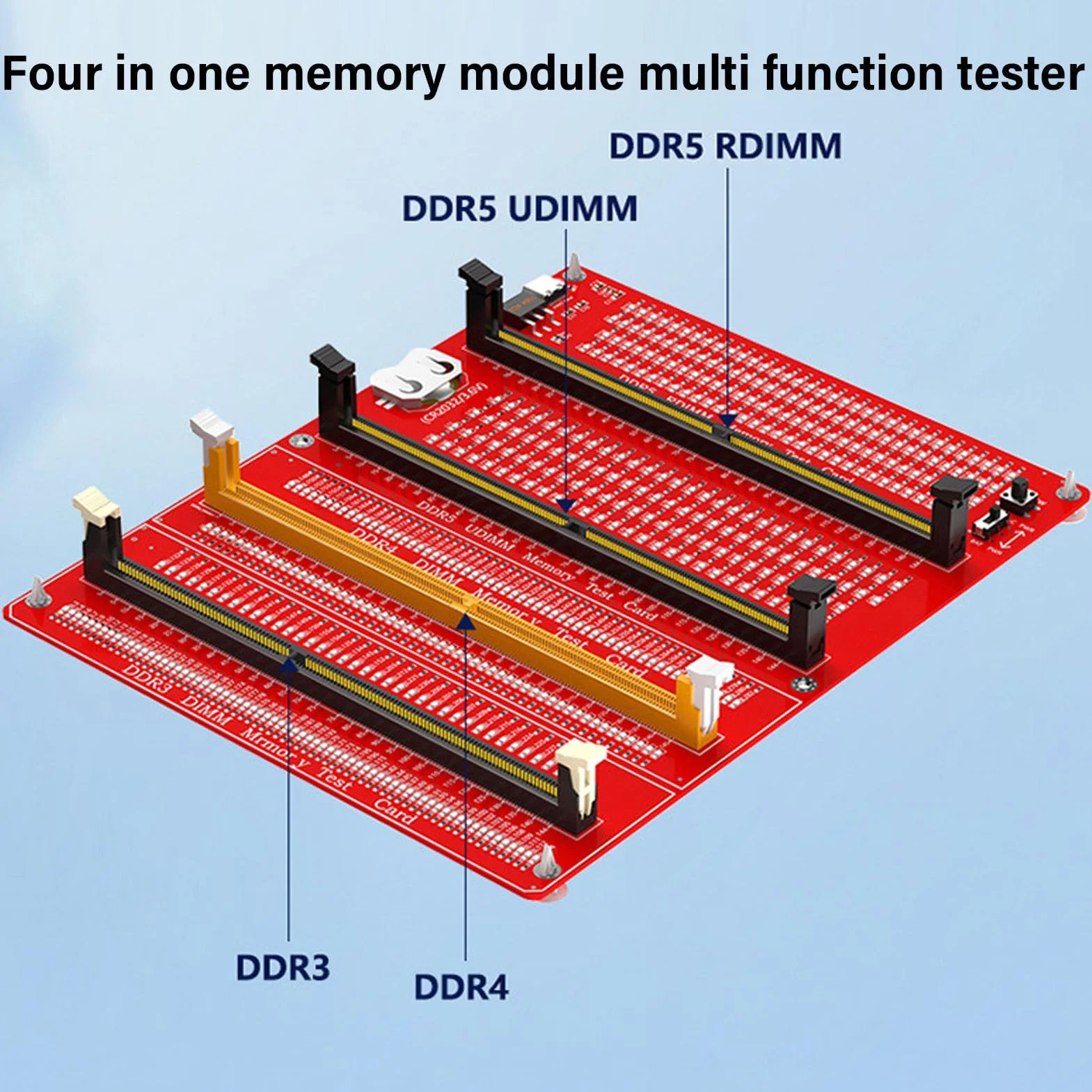 Cuifati DDR5 DDR4 RAM-Speichertesterkarte 4-in-1-Diagnoseanalysator mit LED-Licht, für Laptop-Desktop- und Servercomputer Zur DDR5-DDR4-Speicherwartung