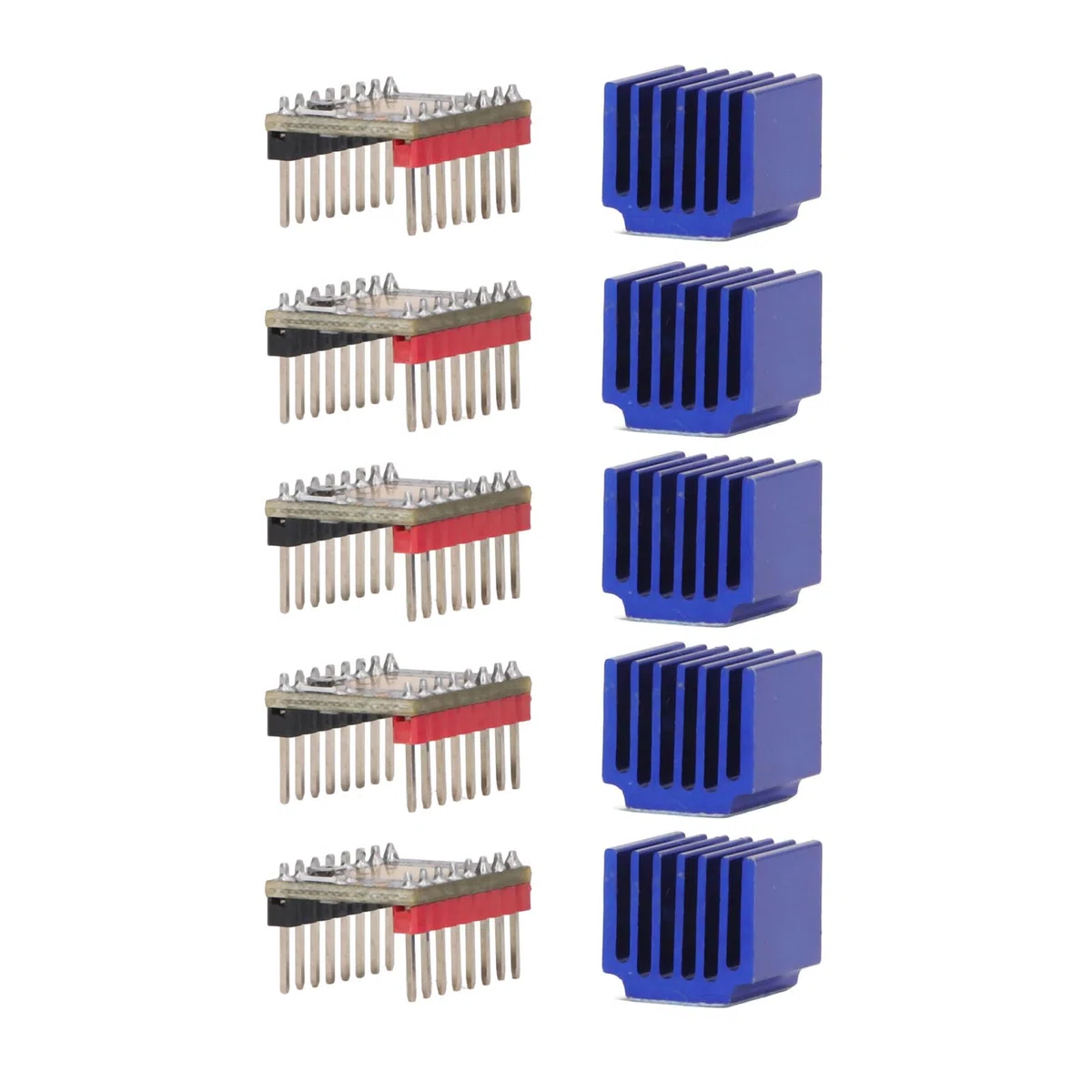 5 Sätze TMC2209 Schrittmotor-Treibermodul mit Kühlkörper, Extrem Leise, UART-Modus-Unterstützung für 3D-Drucker-Hauptsteuerplatinen