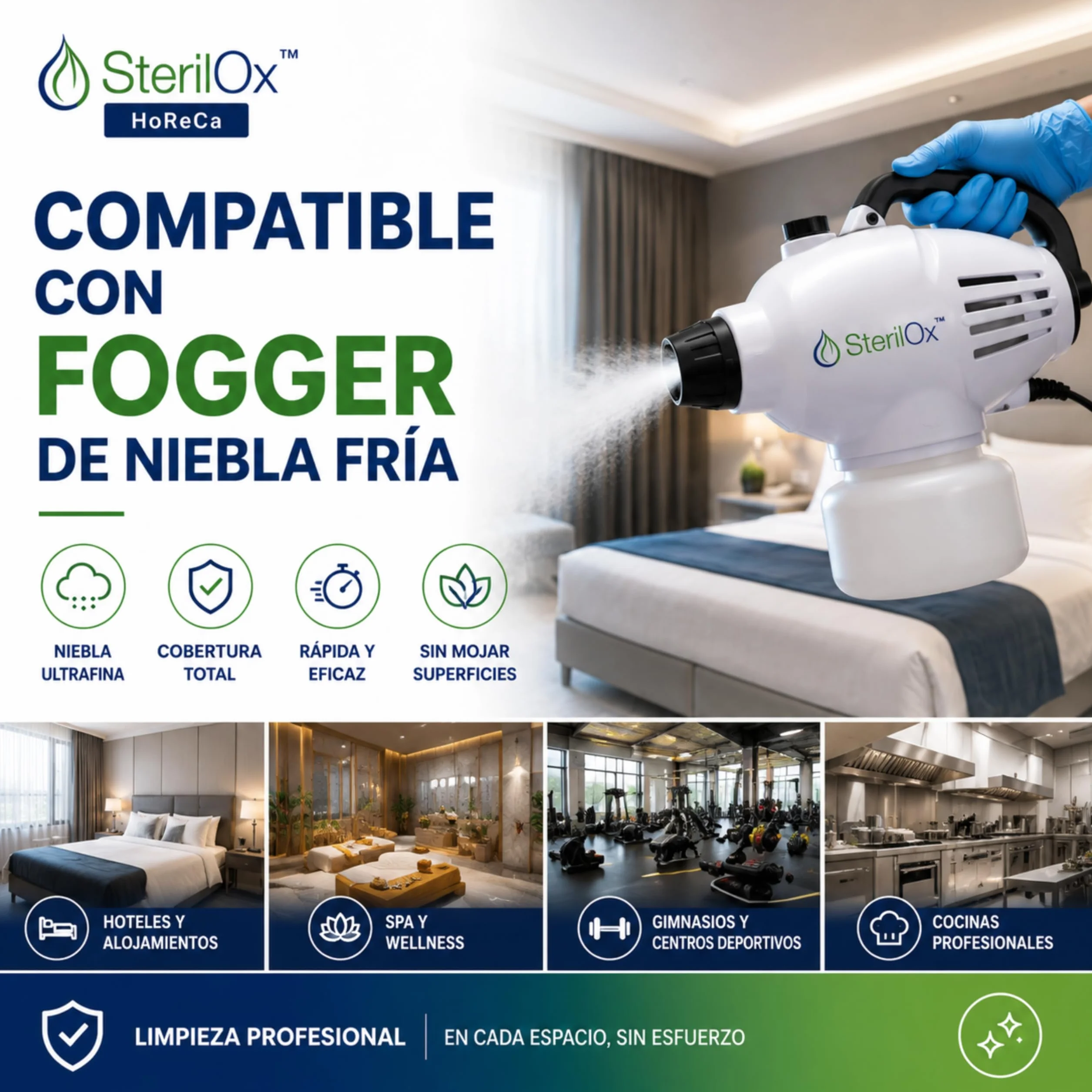 Universal HoReCa 5L — Professionelles Reinigungsmittel mit Hypochloriger Säure HOCl — Alkoholfrei, Kein Nachspülen — Für Küchen, Hotels, SPA, Fitnessstudios — Geeignet für Fogger