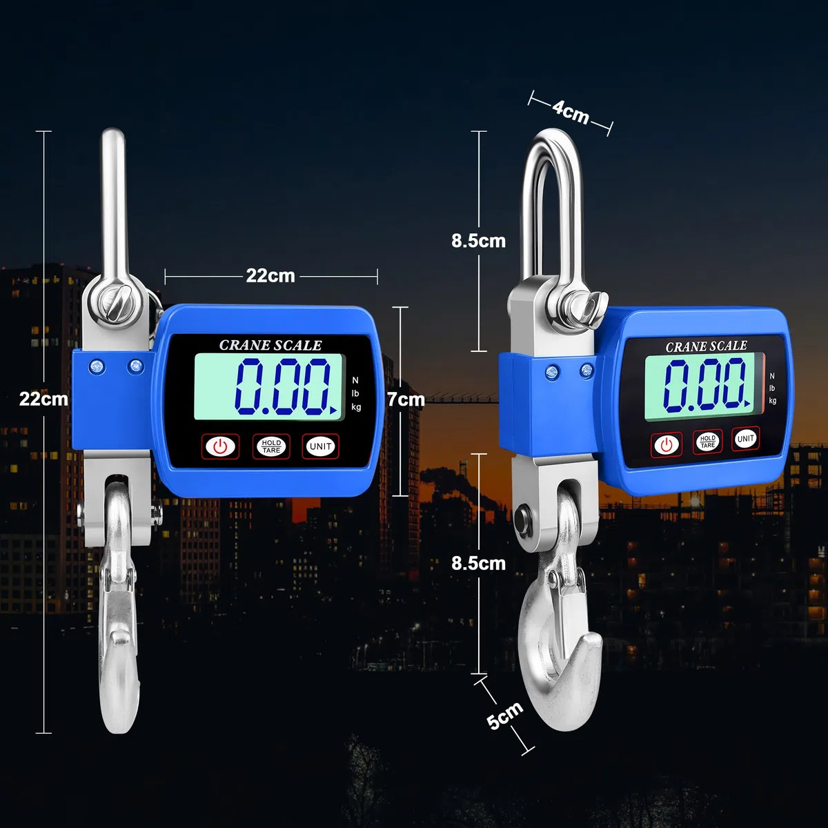 Kranwaage 500KG Digitale Hängewaage Elektronische Wildwaage Industrie Hängende Waage Tragbare LCD Zugwaage mit Haken, Blau