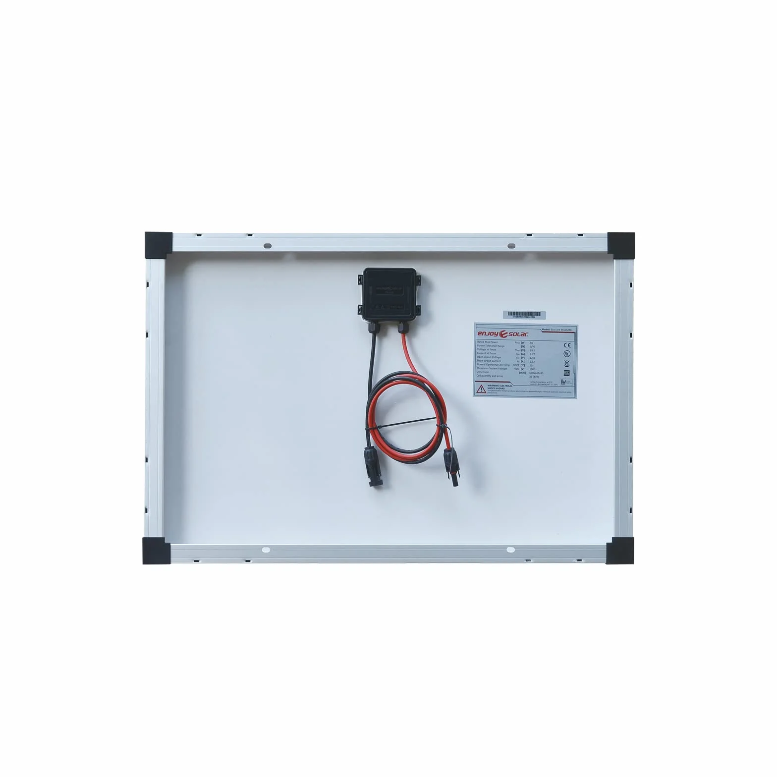 enjoy solar Mono 50W 36V Monokristallin Solarmodul Solarpanel ideal für 24V Gartenhäuse Wohnmobil Caravan Boot(Mono 50W 36V, für 24V PV Systems)