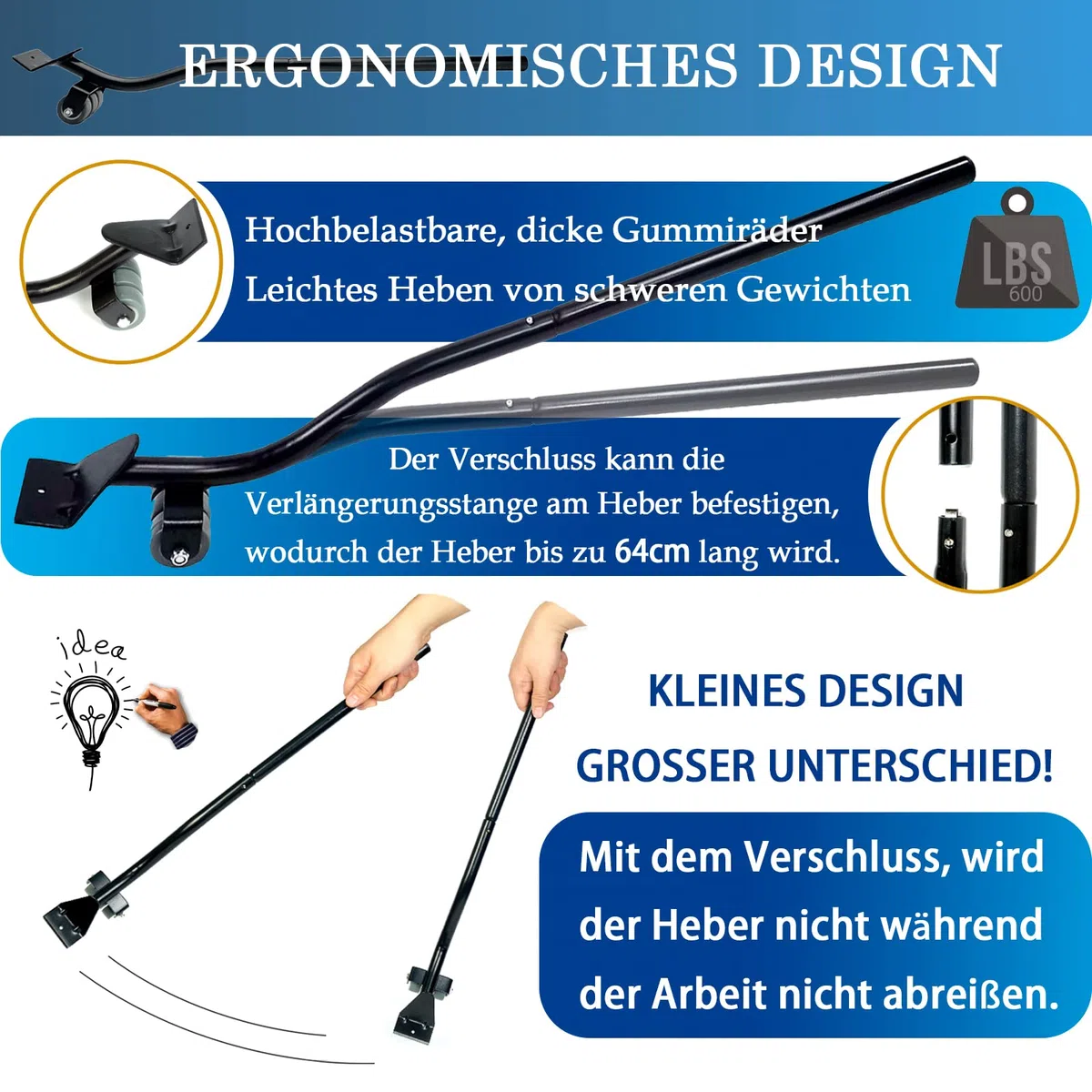 PULLEY Möbel Transportrollen Set, Möbelheber mit 4 Stück Bewegen Sliders Schwere Möbelrollen Verschieben Werkzeuge Max for 400KG, 360 Graddrehbar Pads PU Rad