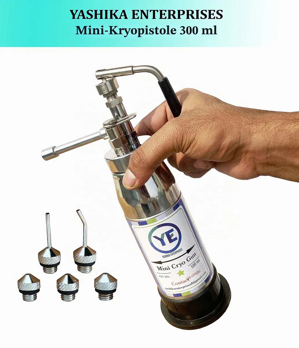 Mini Cryo Gun Flüssiger Stickstoff Spray 300ml 5 Gefrierköpfe Mini Cryo Gun CO2 Fester leerer Tank