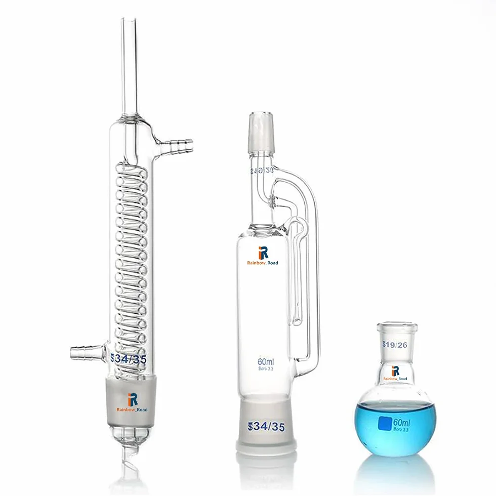 500/1000 ml Soxhlet-Extraktor-Kit, Soxhlet-Extraktionsgerät mit Kondensator, Flachbodenkolben, Laborglas (500ml)