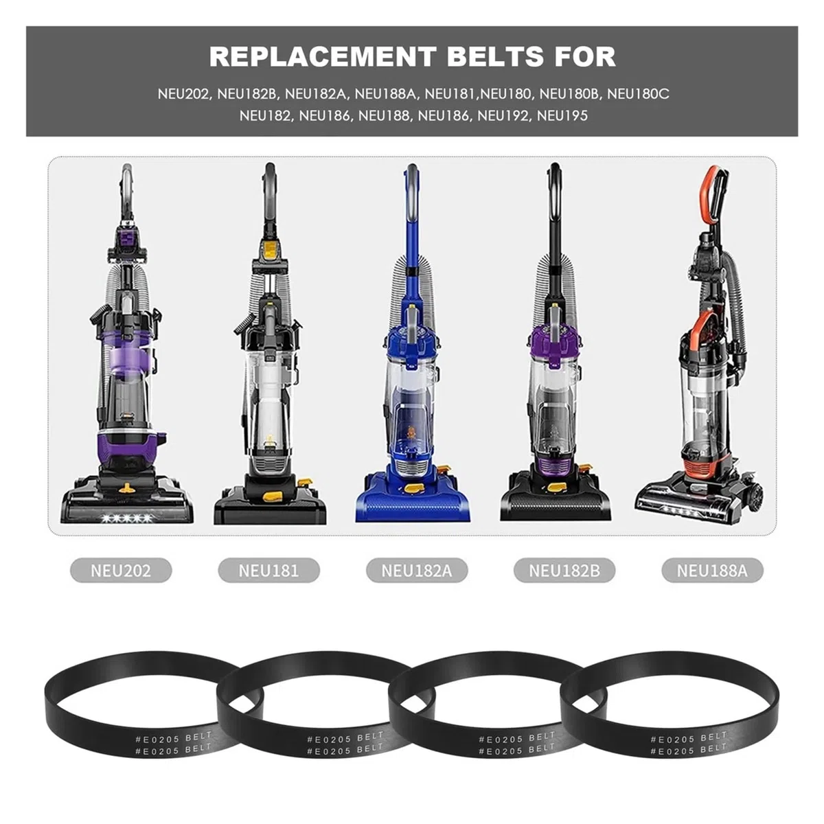 4er-Pack Vakuumriemen passend for Eureka Style U E0205 Handstaubsauger Motorriemen für Haushaltsstaubsauger