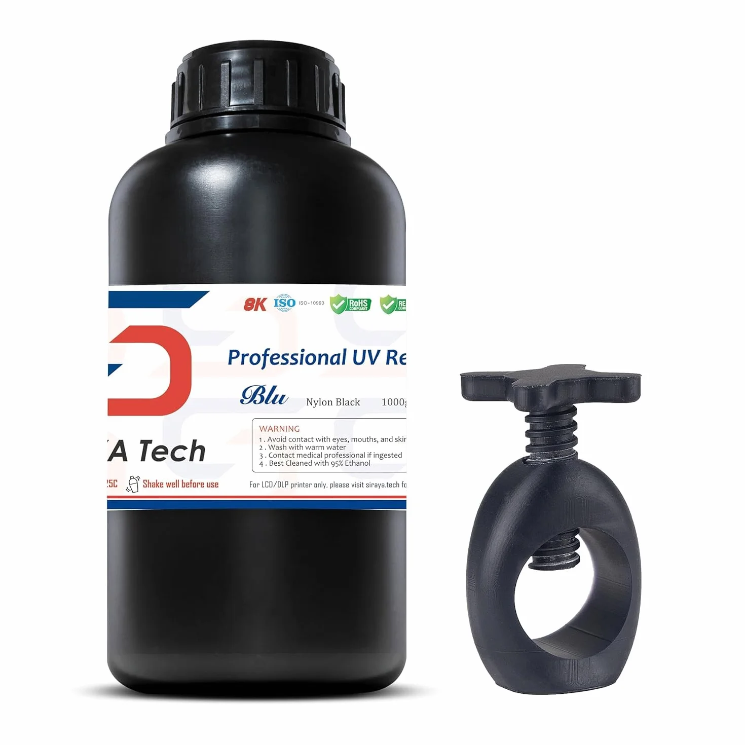 Siraya Tech Blu 3D-Druckerharz Robustes Harz 3D-Druck Mit Hoher Zähigkeit Auflösung Starkes und Präzises Harz 3D-Drucker 405 nm UV-Härtendes LCD DLP 3D-Drucker (Nylon Schwarz, 1kg)
