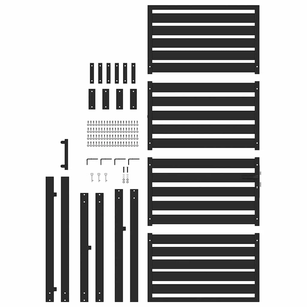Refined Gartentor Abschließbar Schwarz Zauntor Zauntür Aluminium Gartentür Metall 100x200 cm Aluminium
