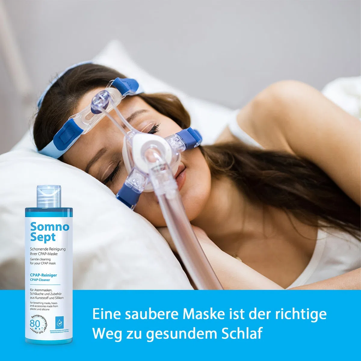 CPAP-Reinigungspaket SomnoSept – 3x CPAP-Reiniger SomnoSept 400 ml UND 1x oxyhero brush Edelstahl CPAP-Schlauchbürste 120 cm, 15 mm Durchmesser – Gründliche Reinigung von CPAP-Maske und CPAP-Schlauch