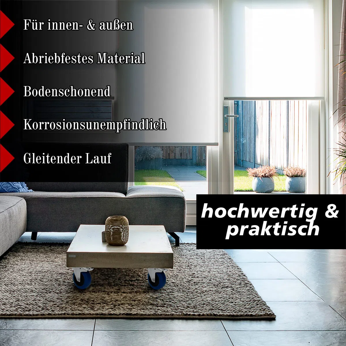 Transportrollen mit Bremse 100mm Möbelrollen Schwerlast - Bockrollen Set Gummi Rollen Blue Wheels Lenkrollen für Rollbrett Werkstatt schwere Möbel Palettenmöbel Rollwagen Räucherschrank Werkzeugwagen