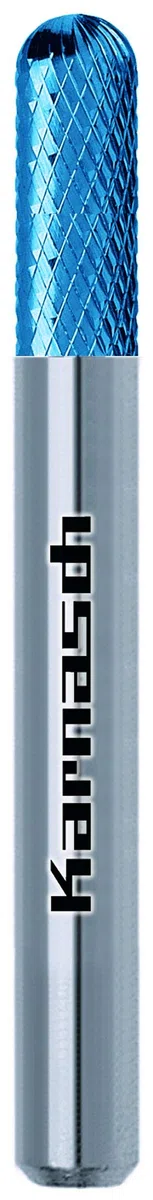 Hochl.-Frässtift aus Vollhartmetall, 6,0 mm Ø x 18 x 80 mm, Bluetec-beschichtet, Walzenrundform, 6,0 mm Ø x 18 x 80 mm, Schaft 6 mm