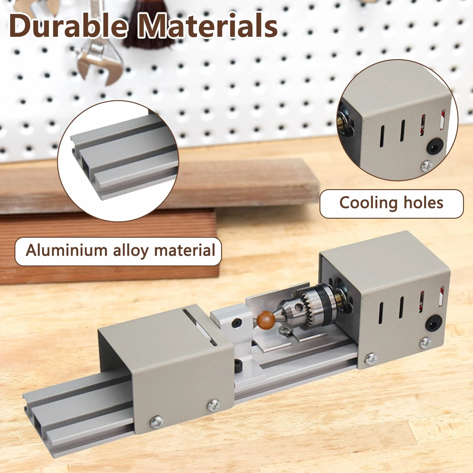 Mini Drehmaschine, 96W Metalldrehmaschine, 4000-9000rpm Präzise Drehbank, 7 Geschwindigkeiten, Klemmbereich von 0.6-6mm, Drehbank Tischdrehbank DIY Holzbearbeitung für Dreh, Einstech