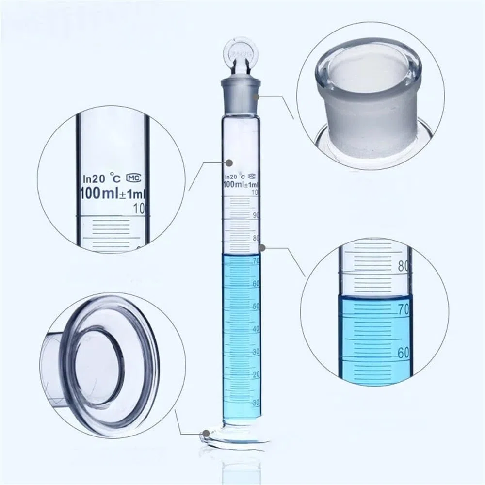 Labor 10ml-1000ml Skalierter Glasmesszylinder mit Deckel Glasflaschen mit Deckel(250ml 1pcs)