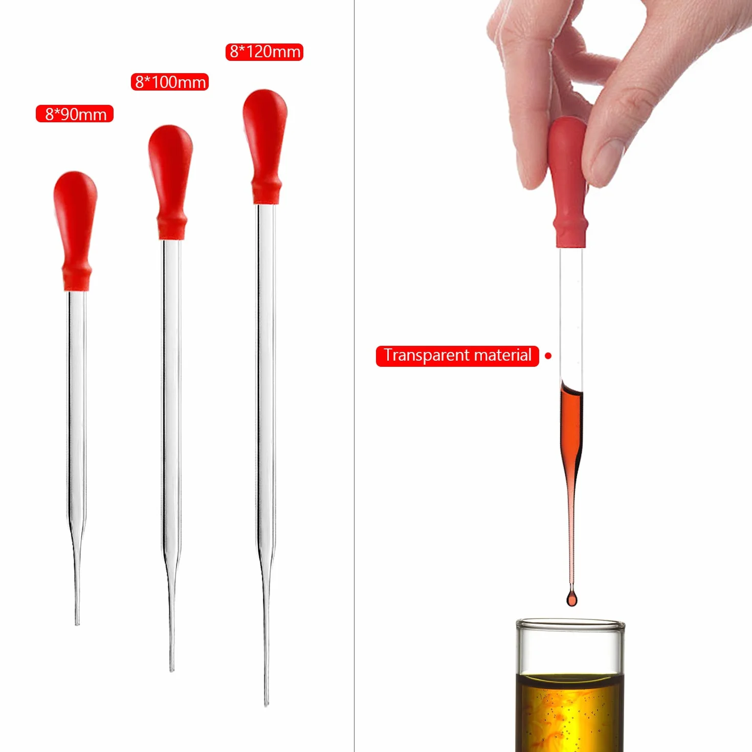 3 Stück Dropper Tropfpipette 4 Pcs Borsilikatglas Meßzylinder, Glasrührstab und 2 Pcs Bürst für Reagenzglas