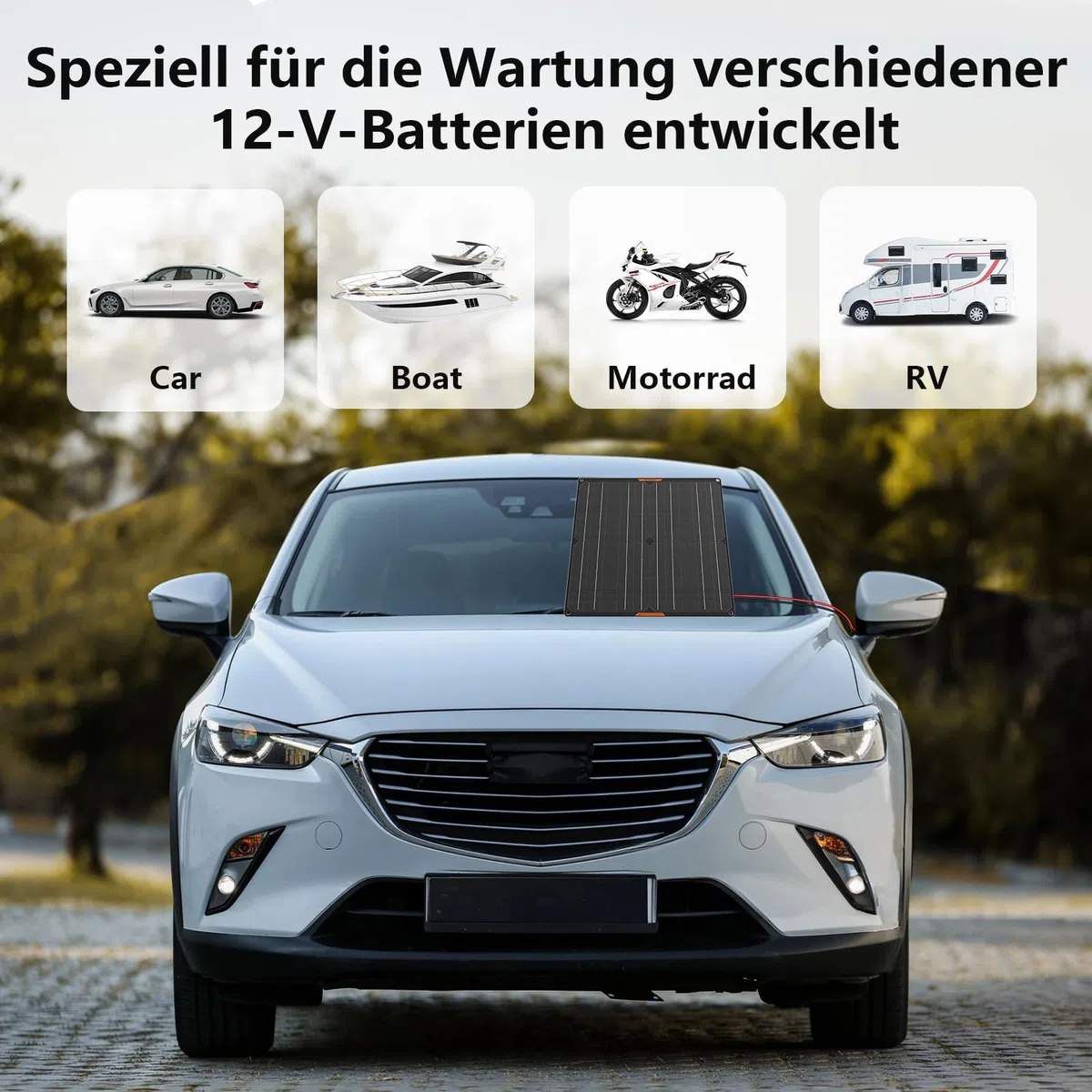 20W 12V Solar Batterie Erhaltungsladegerät Tragbares Wasserdichtes Power Solar Panel Erhaltungsladekit für Auto Automobil Motorrad Boot Marine Schneemobil Wasserfahrzeug RV