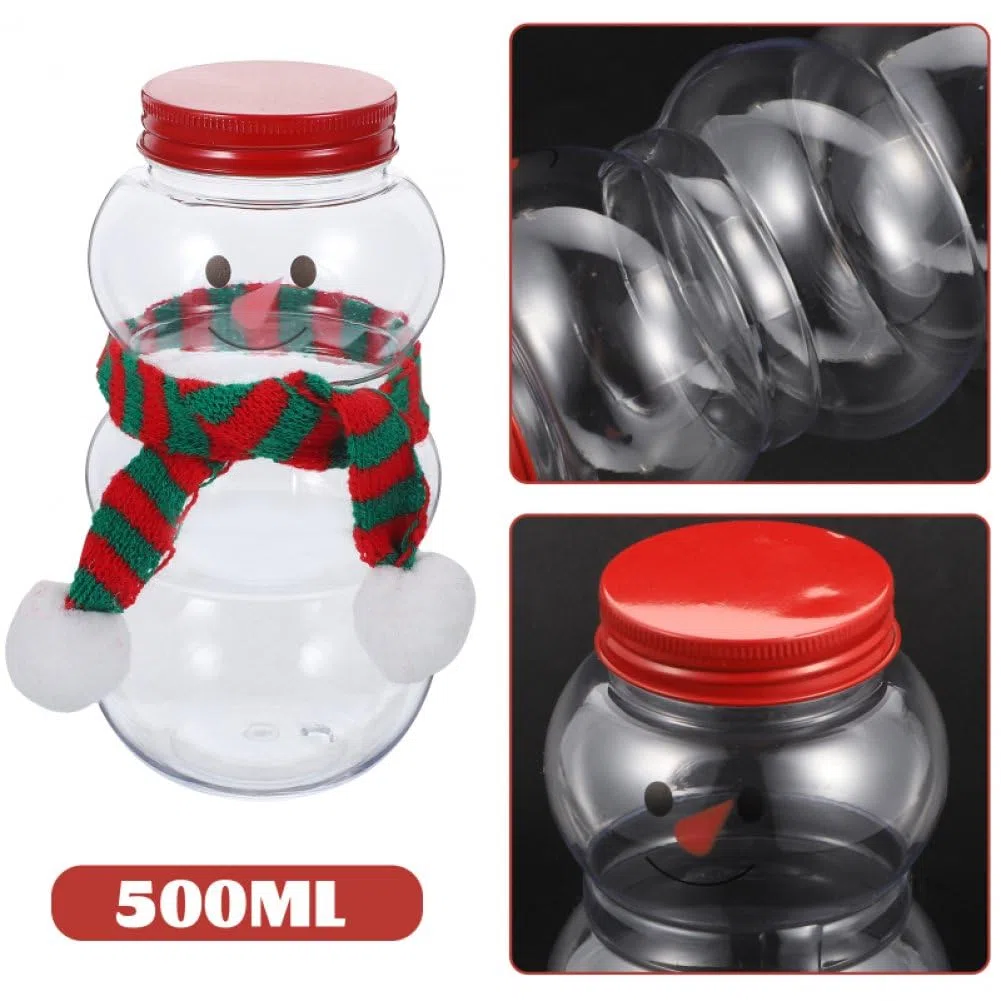 10 Sets Weihnachtliche Milchflaschen in Schneemannform Deckel, Weihnachtssüßigkeitsflaschen Schal, Weihnachtliche Leere Getränkeflaschen Für Getränke