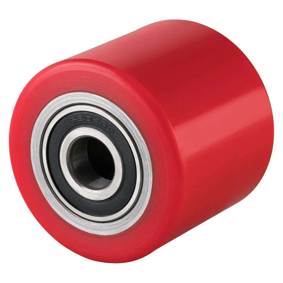 4 Stück Hubwagen Rollen Polyurethan rot 80 x 70 mm, Achse 20 mm - Ersatzrolle inkl. Kugellager