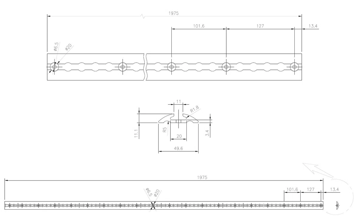 Airlineschiene halbrund Silber eloxiert 2X 2,0 Meter (1975mm) mit 4 Ösen und 4 Endkappen, Alu Zurrschiene robust, hohe Stabilität und Langlebigkeit, Anhänger, PKW, LKW, Camper, Wohnmobil