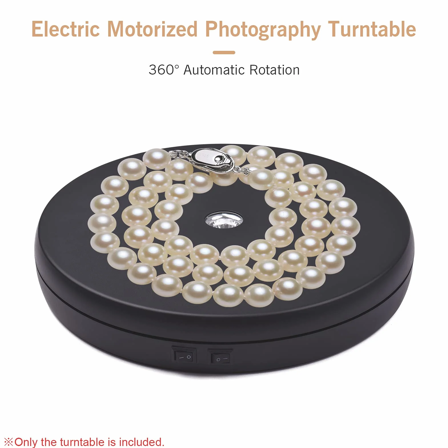Drehteller Elektrisch, Andoer Drehscheibe Elektrisch 360-Grad-drehbares Display mit LED-Licht für Schmuck Display, Shop Ausstellungsstand, Fotografie, Hochzeitstorte Zeigen(Schwarz)