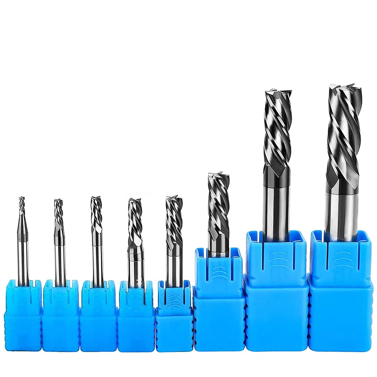LAIWOO Schaftfräser 4 Flöten Hartmetall Nutenfräser Fräser CNC Werkzeug, Durchmesser 2-12mm (8 Stück)