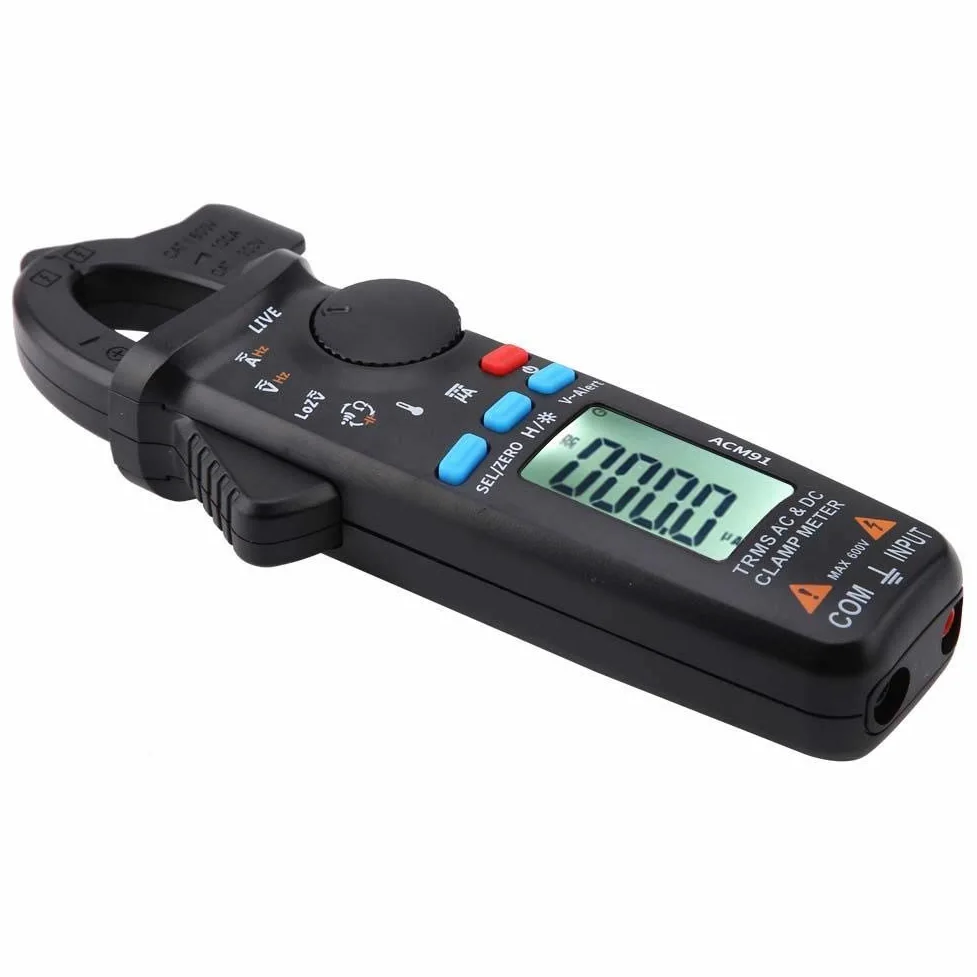 Clamp Meter, AC M91 1mA AC/DC Digitales Zangenmessgerät True RMS 6000 Zählt Meter Niedrige Impedanz Spannungsprüfer Tester Schwarz