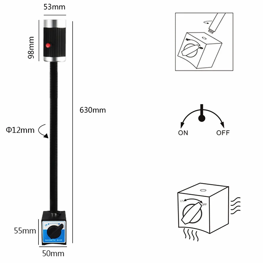 Maschinenlampe mit Magnetfuß,Magnetische LED Drehmaschine Lampe 9W Flexibel Wasserdicht Arm Licht mit Magnetic Base für Werkbank werkstatt, Drehmaschine, cnc fräse,fräsmaschine metall