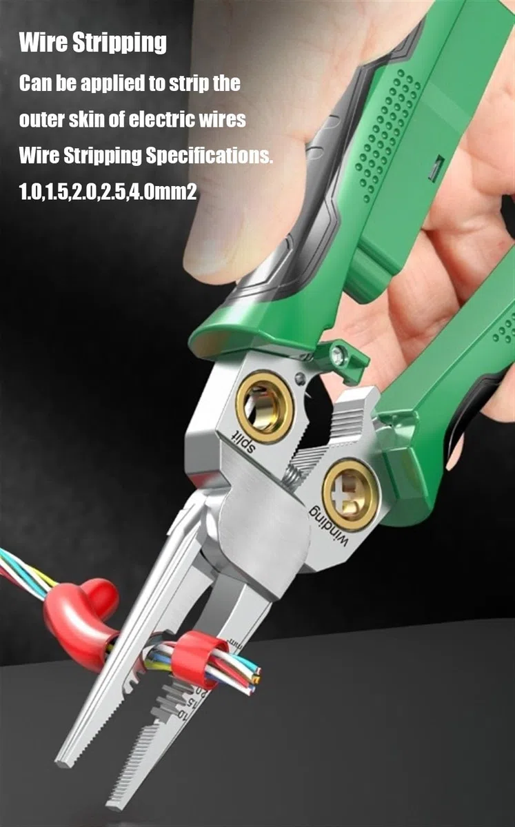 Wire Strippers with Electricity Measurement Function, 8in1 Wire Stripping Pliers for Cutting and Pulling Wires Multi-Function Wire Stripping Pliers for Scraping and Pressing Wires(8 in 1)