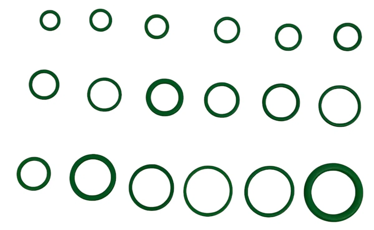 Alkan HNBR O-Ring Dichtung Set 270-tlg R134a Klimaanlage grün | Grüne HNBR Dichtringe für R134a Klimaanlage und Klimaleitungen, temperaturbeständig, sortiert in Aufbewahrungsbox