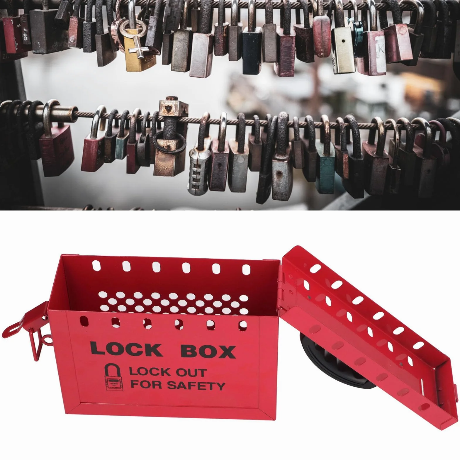Lockout-Tagout-Box, Lockout-Tagout-Box mit Großem Fassungsvermögen, Ergonomischem Metallgriff, Edelstahlmaterial für OSHA-Konformität, Kits