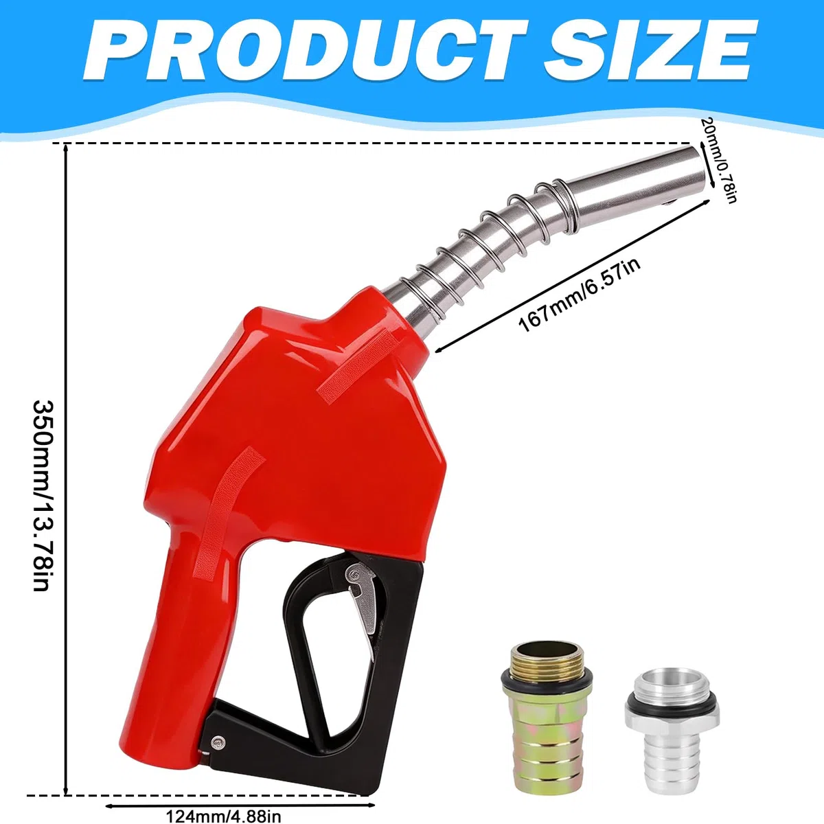 Automatische Diesel Zapfpistole, Automatische Kraftstoffdüse, Aluminiumlegierung Treibstoff Pistole Zapfpistole Mit Automatischer Abschaltung Für Benzin, Diesel, Kerosin (Rot)