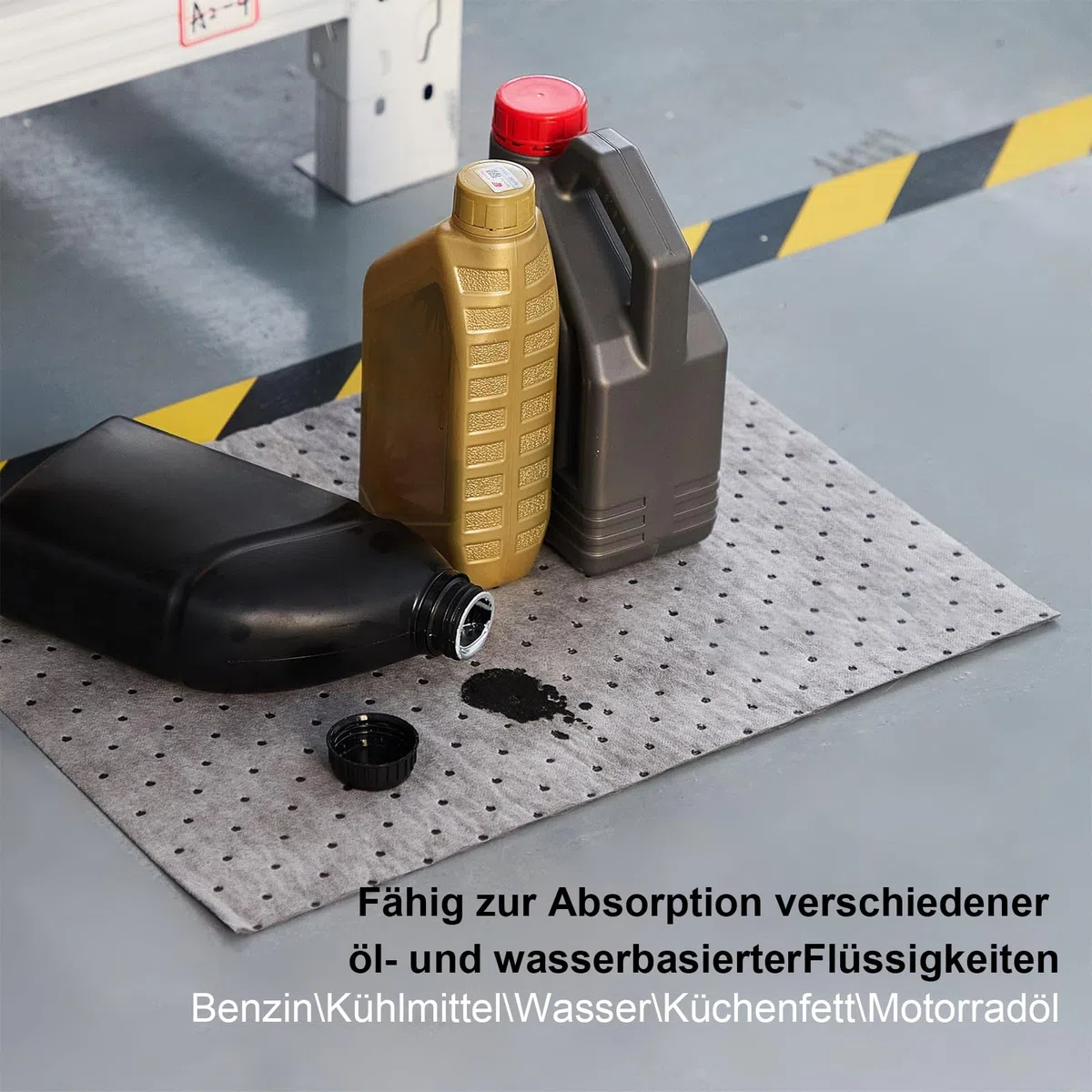 100 Stück Universelle Ölsaugtücher mit Karton, 25 x 33cm Ölauffangmatte Öltröpfchenabsorber, Öltropfen Ölabsorbierende Polster/Matten, für Werkstatt Garage und Oldtimer, Zuhause, Keller, Küche