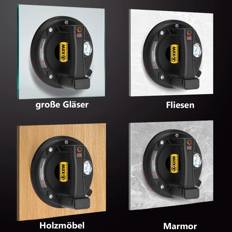 Mit 4X Akku, 2er 8" LED Elektrischer Saugheber Max 300KG Vakuum Saugnapf | Starker Selbst Nachsaugend Glasheber Geeignet für schweres Glas Fliesen EisenplatteSchiefer,Saugnäpfe für Materialtransport