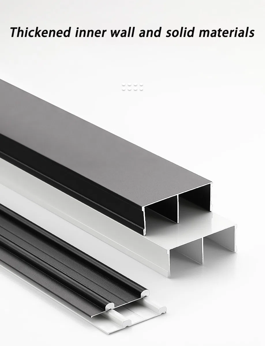 Hardware-Kit for Schiebetürschienen for Kleiderschränke, 2-Schienen-Aluminiumschienen mit Riemenscheibenprogramm, Reparatur der Glasschiebetürschiene, Führung for Terrassenglas-Fliegengitter(Black,150
