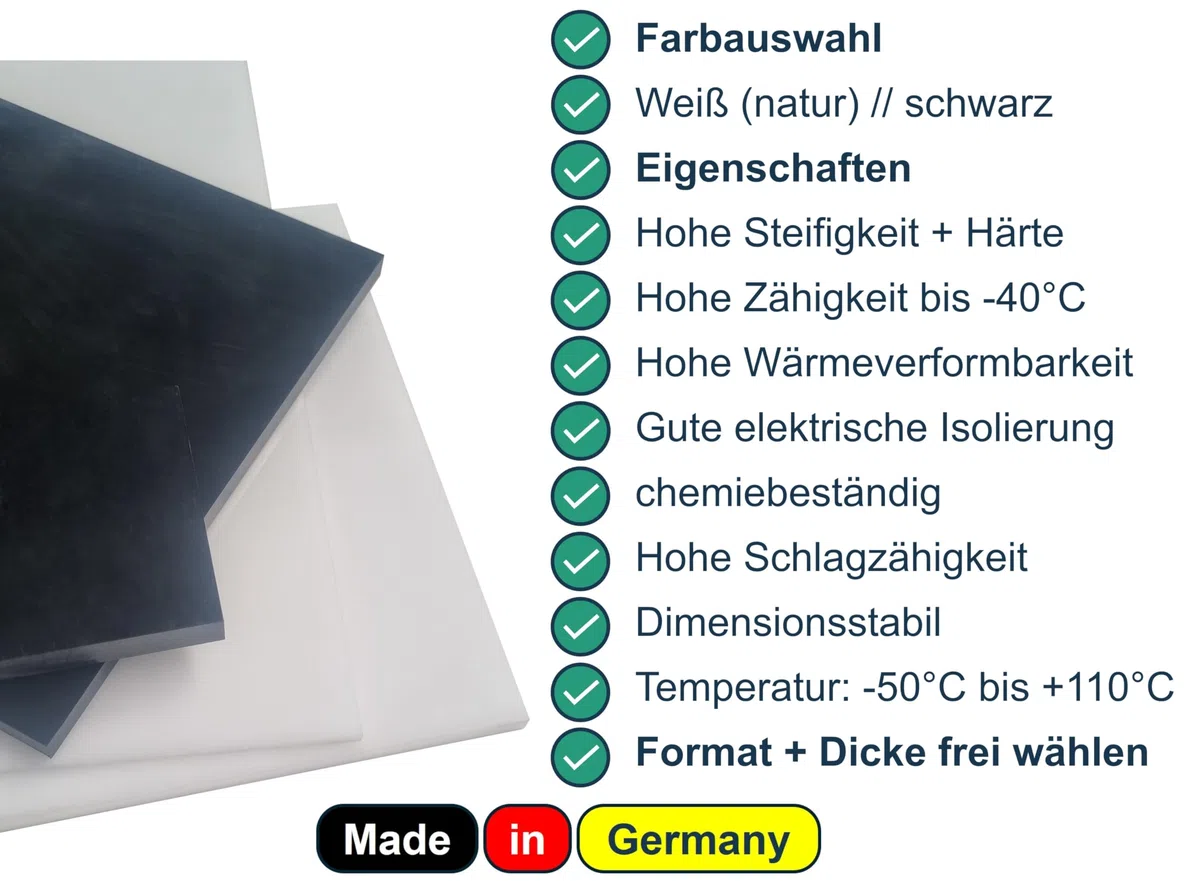 diconfa POM Platte Kunststoffplatte schwarz WÄHLEN - 2 bis 30mm STARK - 100 bis 2000mm LANG BREIT Auswahl: 200 x 200mm, 20mm dick - für Lebensmittel-kontakt geeignet geruchsarm Innen Außen