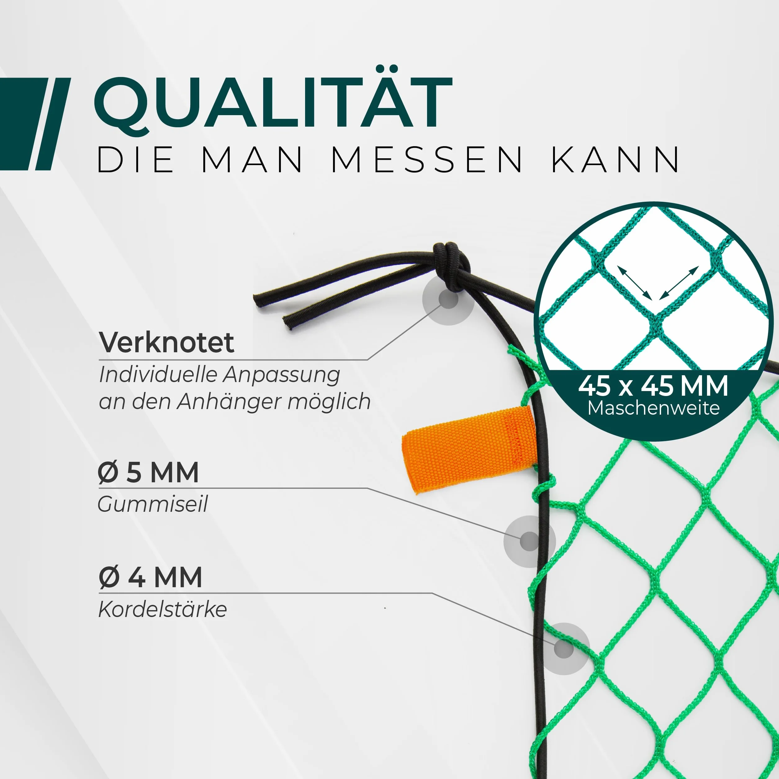 CargoVA Anhängernetz 2 * 2x3M [DEKRA Geprüft] - Ladungssicherungsnetz mit Gummiseil & Eckenmarkierung - Abdecknetz für Anhänger, Reißfest