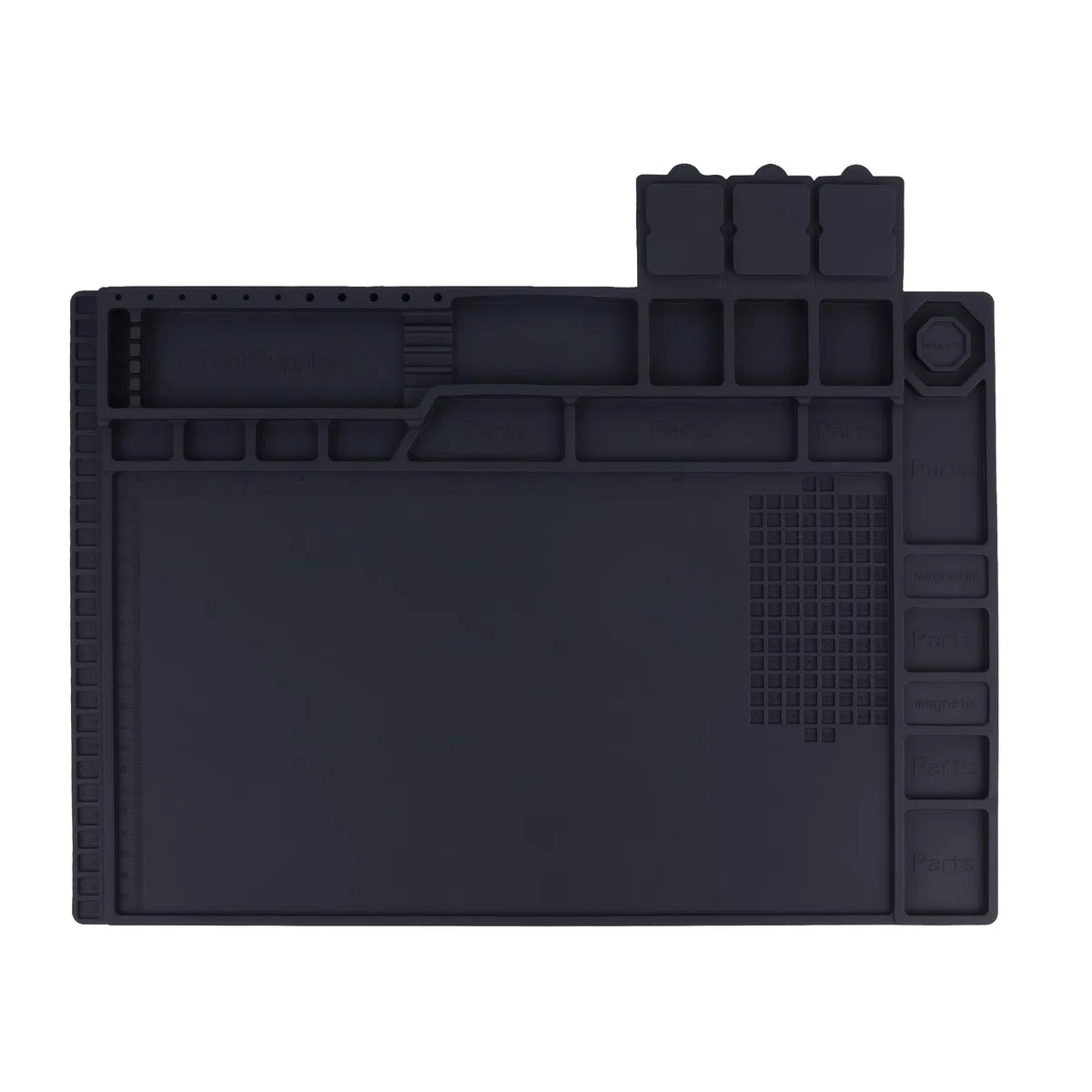 HPFIX Premium hitzebeständige 500 °C magnetische Silikon-Lötmatte, Elektronik-Arbeitsmatte für Computer, Handy, Laptop, Reparatur, UK02BLACK